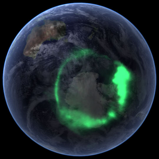 aurore au-dessus de l'antarctique