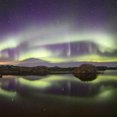 Aurore au-dessus du lac Myvatn, Islande. Photo : Sergey Merphy