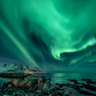 Aurore boréale, Lyngstad, Norvège. Photo : Sylwia Grabinska